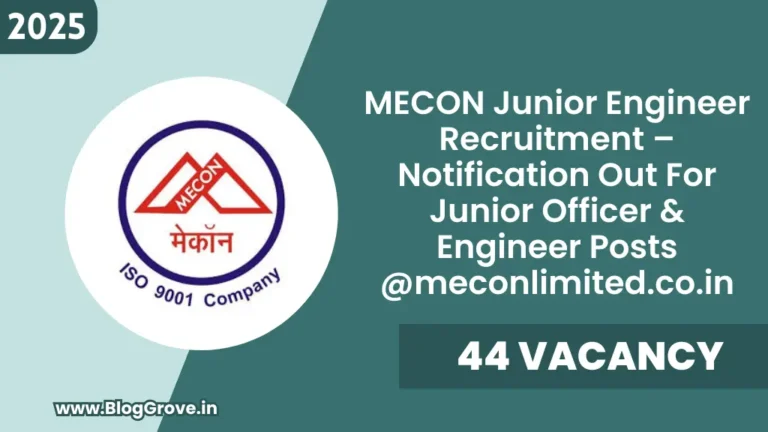 MECON Junior Engineer Recruitment