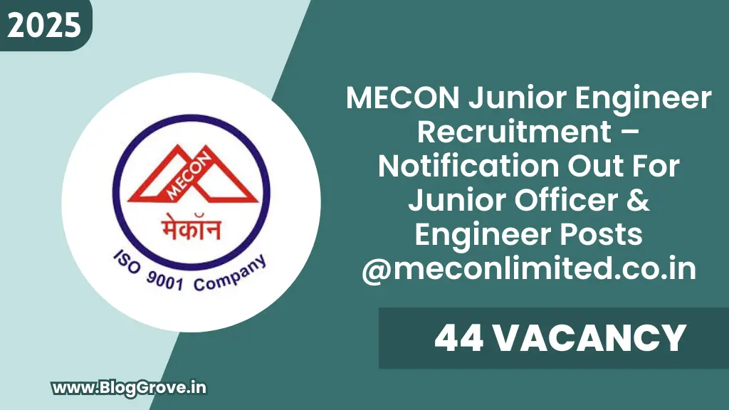 MECON Junior Engineer Recruitment