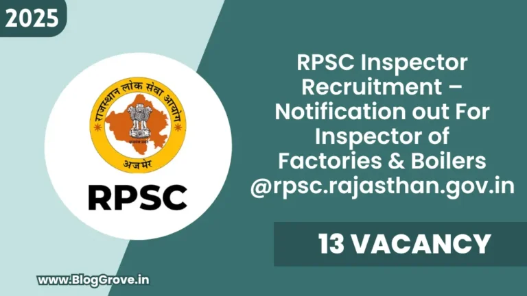 RPSC Inspector Recruitment