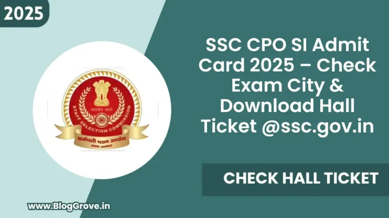 SSC CPO SI Admit Card 2025