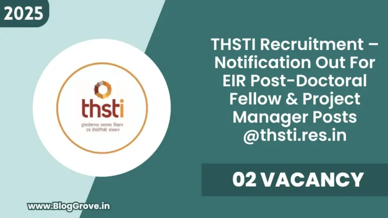 THSTI Project Manager Recruitment 2025